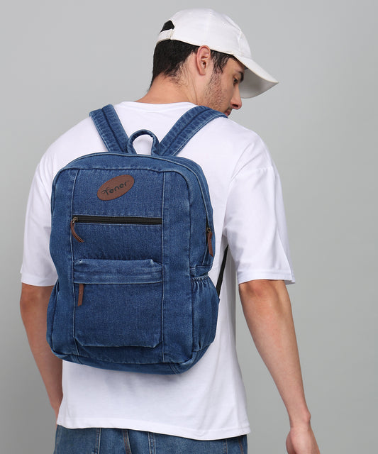 Tener Combo – Denim Blue Duffel Bag + Denim Blue Laptop Backpack – Unisex Weekender Pair