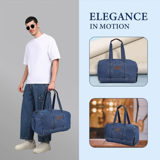 Tener Denim Blue Duffel Bag – Unisex Travel Essential with Spacious Interior & Premium Finish