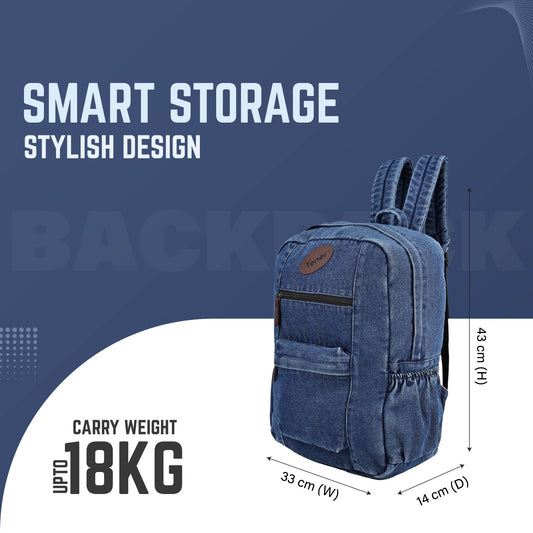 Tener Denim Blue Laptop Backpack – Unisex, Premium & Office-Ready with Tech Organizer