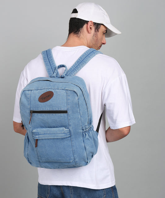 Tener Combo – Washed Blue Duffel Bag + Washed Blue Laptop Backpack – Coordinated Travel Set