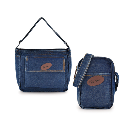 On-the-Go Crossbody Set – Quilted Sling + Denim Tote