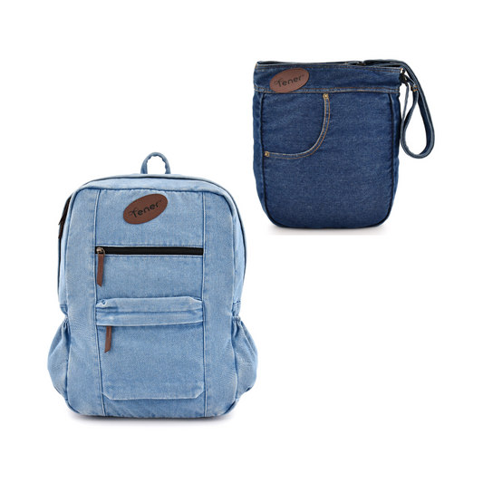 Denim Originals Duo – Rugged Backpack + Tunic Sling