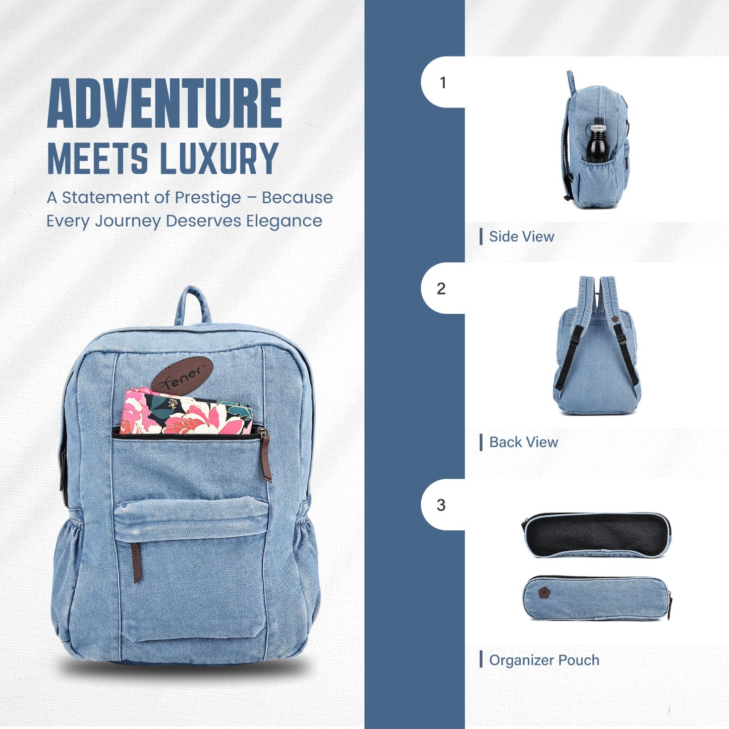 Tener Combo – Washed Blue Duffel Bag + Washed Blue Laptop Backpack – Coordinated Travel Set