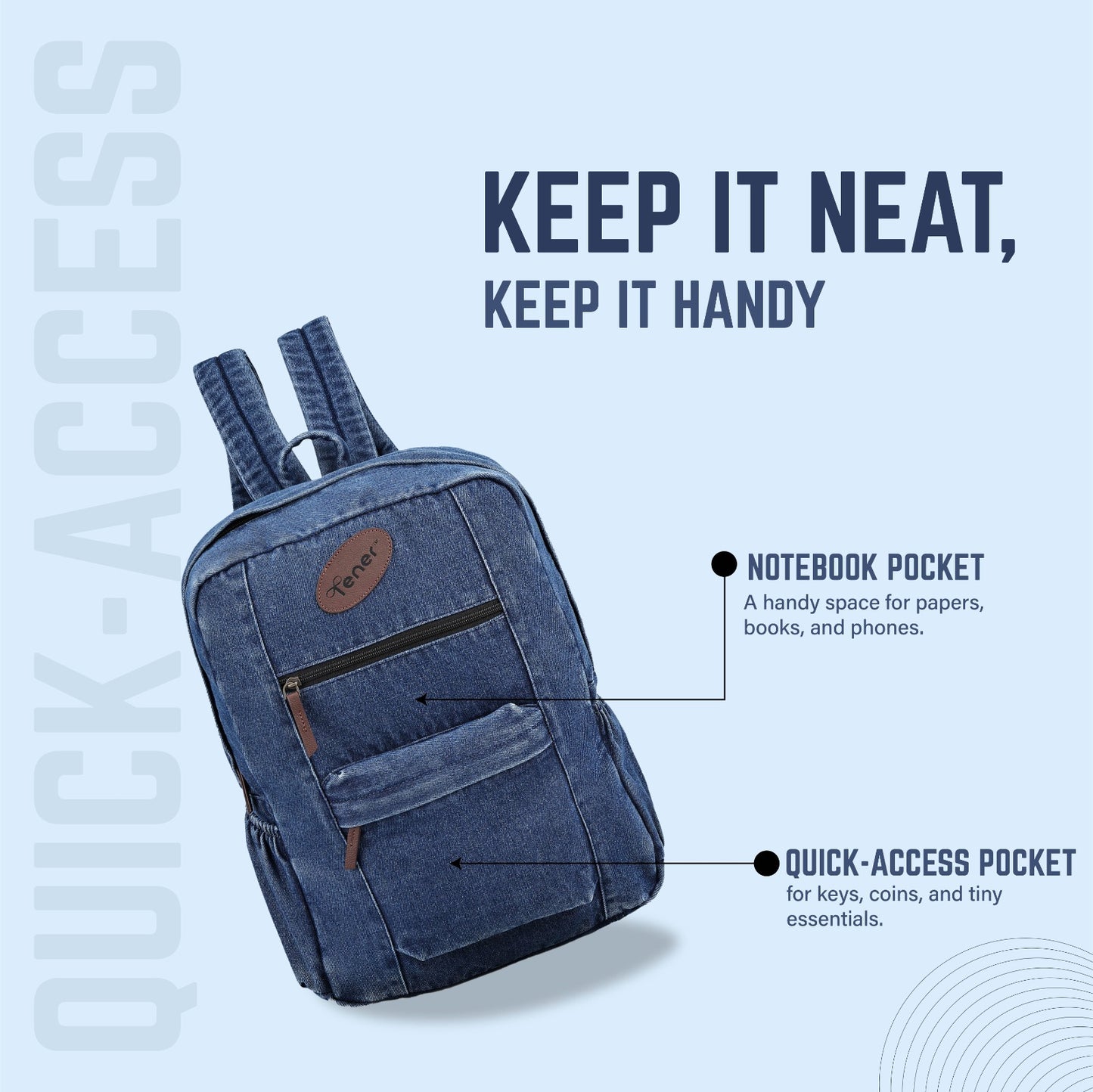 Tener Pack of 2 Denim Blue Laptop Backpacks – Durable, Travel-Ready Combo for Men & Women