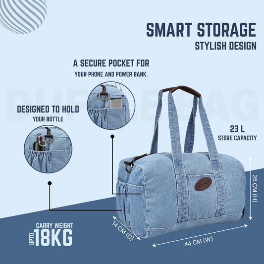 Tener 28L Denim Duffel – Washed Blue