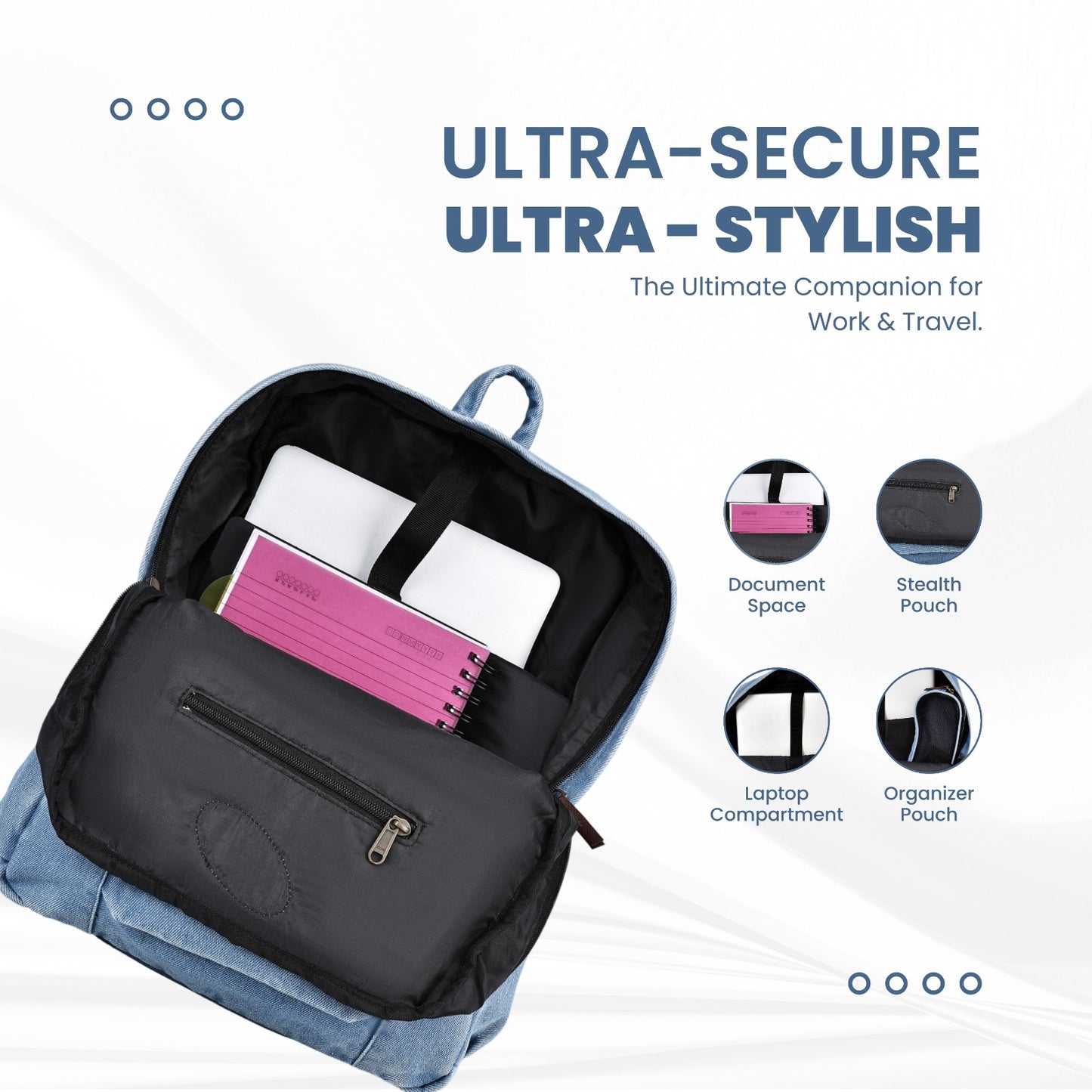 Tener Combo – Washed Blue Duffel Bag + Washed Blue Laptop Backpack – Coordinated Travel Set