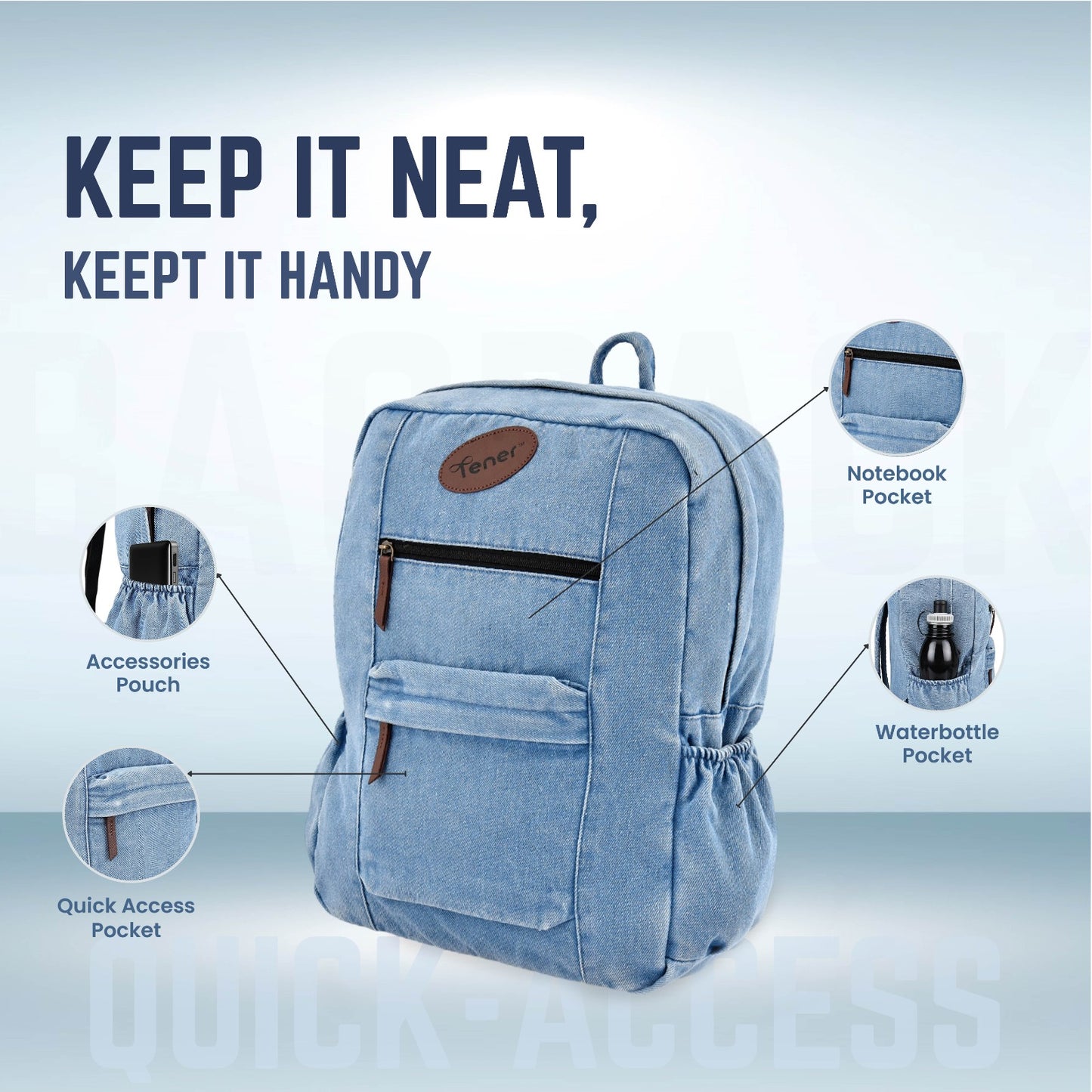 Tener 18L Washed-Blue Laptop Backpack